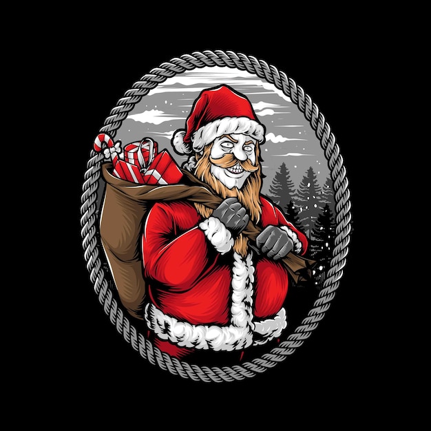 Santa claus brings gift vector