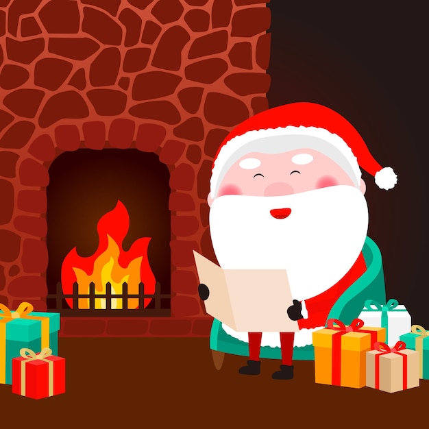 santa claus by the fireplace background