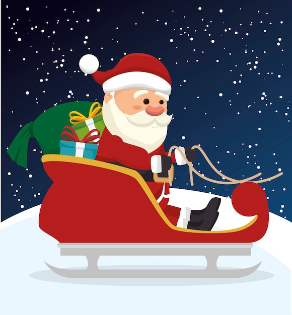 santa claus in carriage  isolated icon design