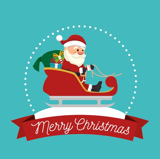 santa claus in carriage  isolated icon design