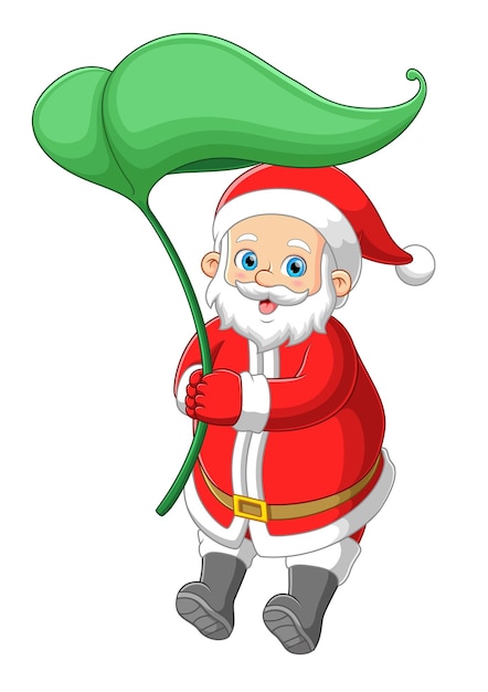 Santa claus carrying big leaf