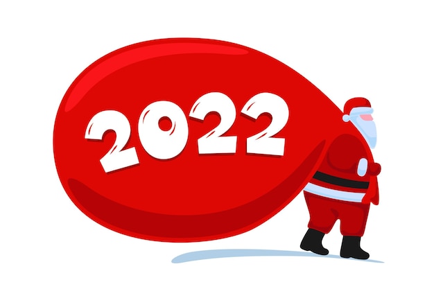 Santa Claus cartoon character Christmas and Happy New year 2022 holiday greeting card