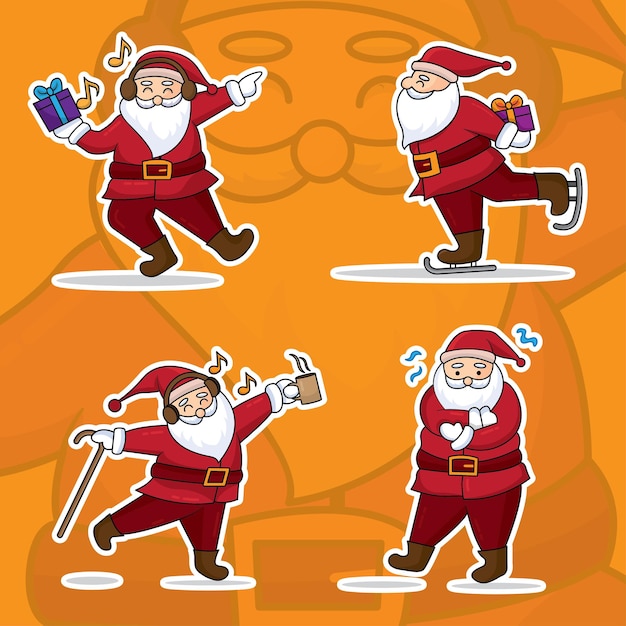 Cartone animato di babbo natale con design in stile piatto. personaggio retrò divertente e carino.