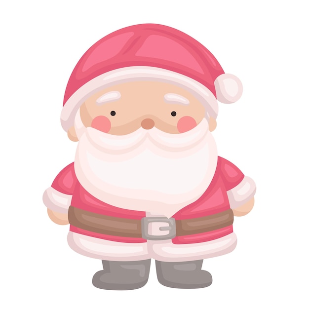 Santa Claus Character Christmas in Pink Decoration Cartoon Illustration Vector Clipart Sticker