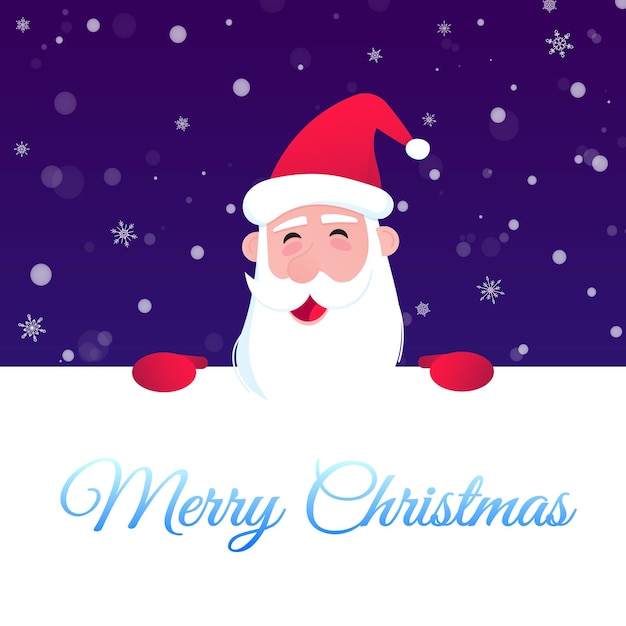 Santa claus character wishes merry christmas and happy new year to you postcard flat style design