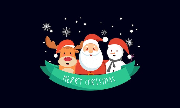 Santa claus character with lettering illustration. merry christmas