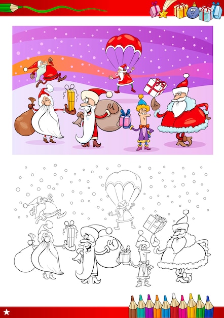 santa claus characters coloring book