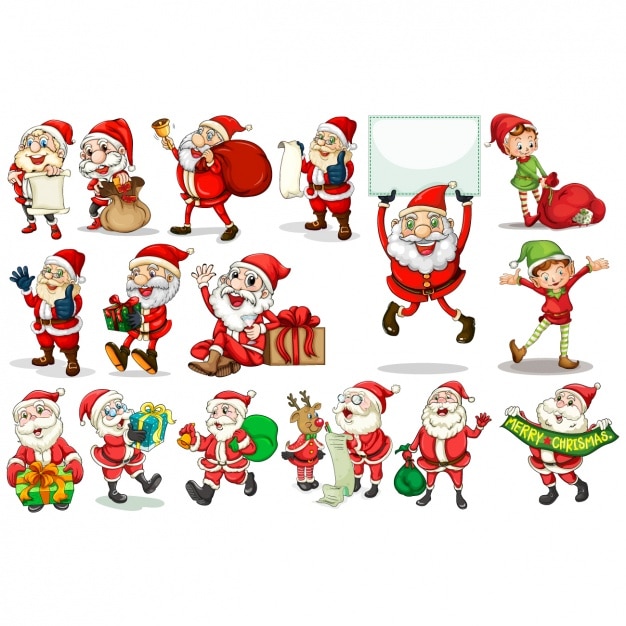 Vector santa claus and christmas elf