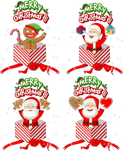 Vector santa claus and christmas gift box