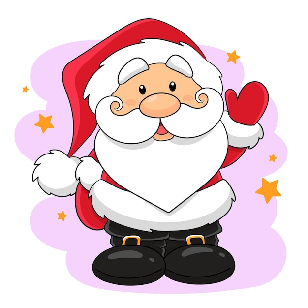 Santa Claus Christmas and New year cute funny cartoon character Santa Claus in red suit and white b