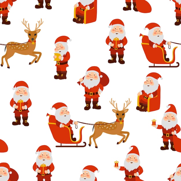 ベクトル サンタ クロース クリスマスのシームレス パターン