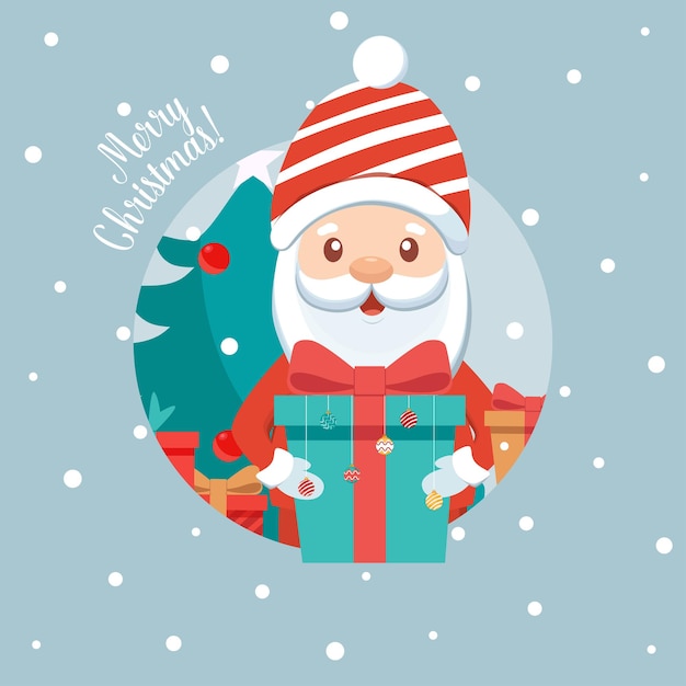 Vector santa claus and christmas tree. holiday background. merry christmas and happy new year. vector illustration.