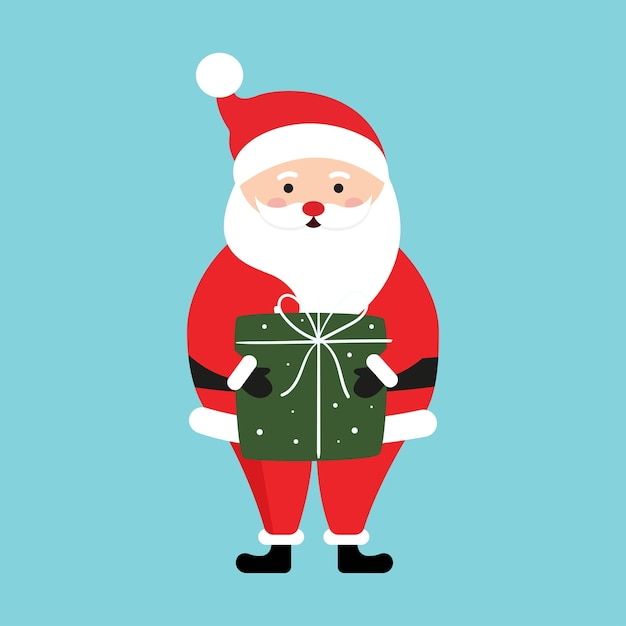 Santa Claus Christmas with a gift Concept of Christmas Vector Graphics