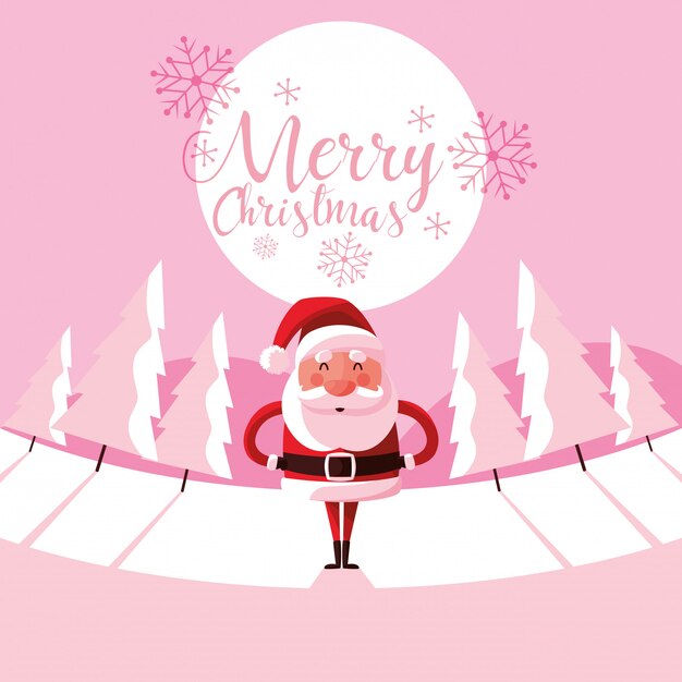 Vector santa claus christmas with snowscape