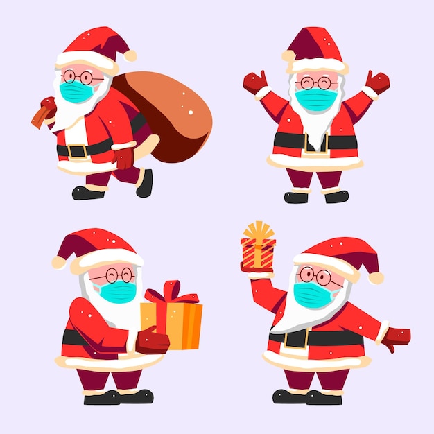 Santa claus collection wearing face mask