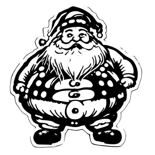벡터 산타클로스 cristmas 모자 손으로 그린 만화 스티커 아이콘 개념 격리된 그림
