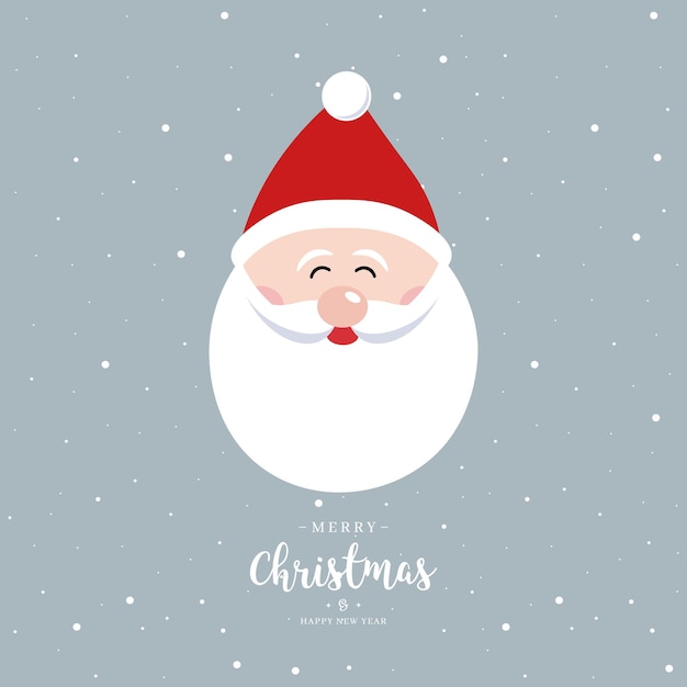 Vector santa claus cute cartoon merry christmas greetings snowy background