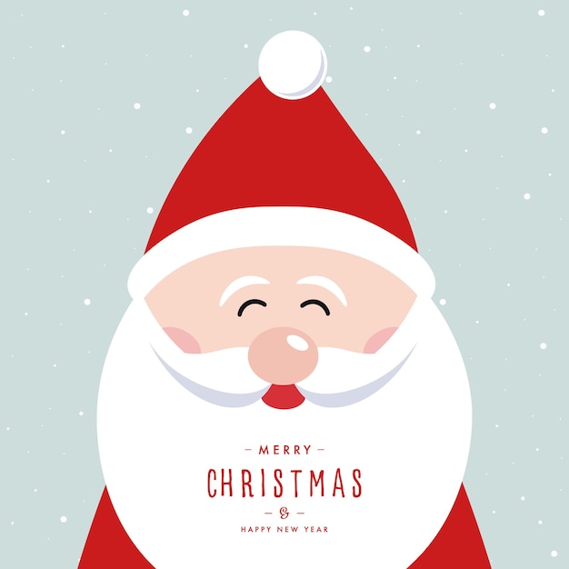 Vector santa claus cute cartoon merry christmas lettering vector snowy background