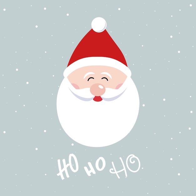 Vector santa claus cute character face ho ho ho vector snowy background