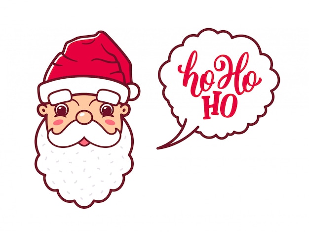 Vector santa claus cute face says ho ho ho