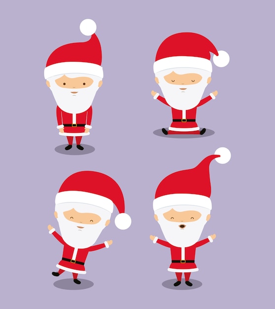 santa claus cute group character 