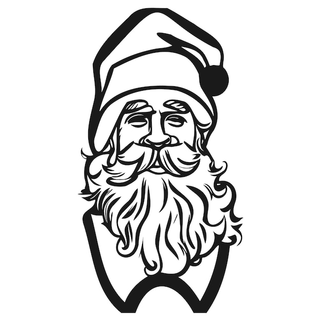 Santa claus easy drawing hand drawn vector black and white clip art