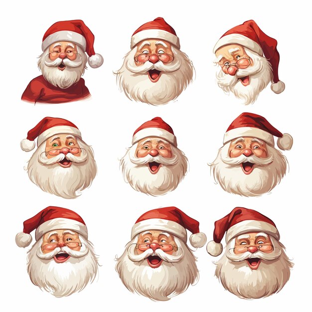 Vector santa_claus_face_expressions_vector_illustrated