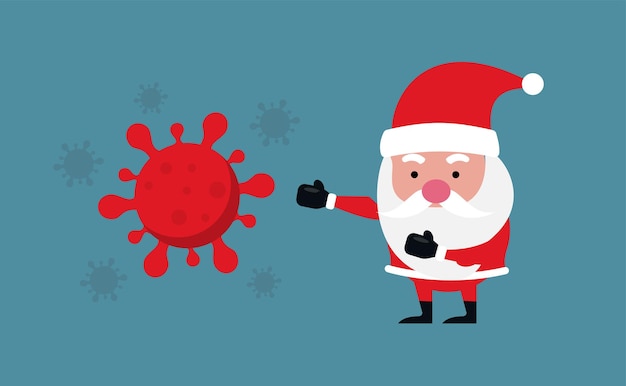 Santa claus fighting corona virus