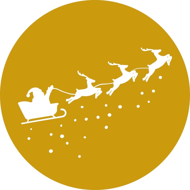 Santa Claus flying reindeer golden circle