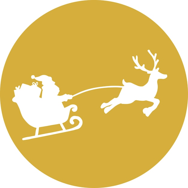 Santa Claus flying reindeer golden circle