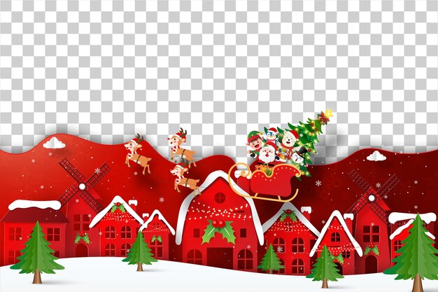 Vector santa claus and friend in christmas day with transparent background