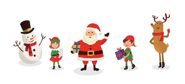 Vector santa claus and friends illustration for christmas