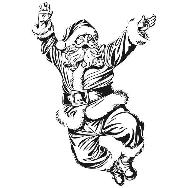 ベクトル サンタクロース グリーティング カード スケッチ 詳細なクリスマス イラスト クラシック スタイル 黒白 孤立 ベクトル インク 概要 テンプレート 祝賀 カード ポスター 招待 ロゴ