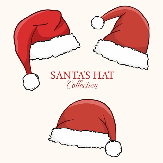 Vector santa claus hat collection christmas hat illustration collection