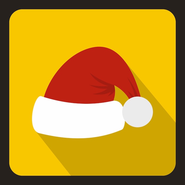 Santa Claus hat icon in flat style with long shadow Headwear symbol vector illustration