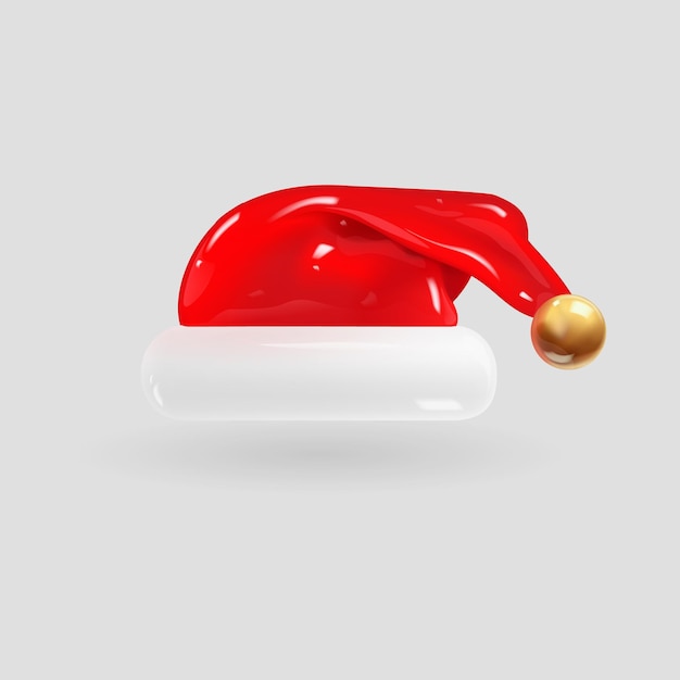 Шляпа Санта-Клауса изолирована на сером фоне 3d реалистичная иконка вектора рендеринга