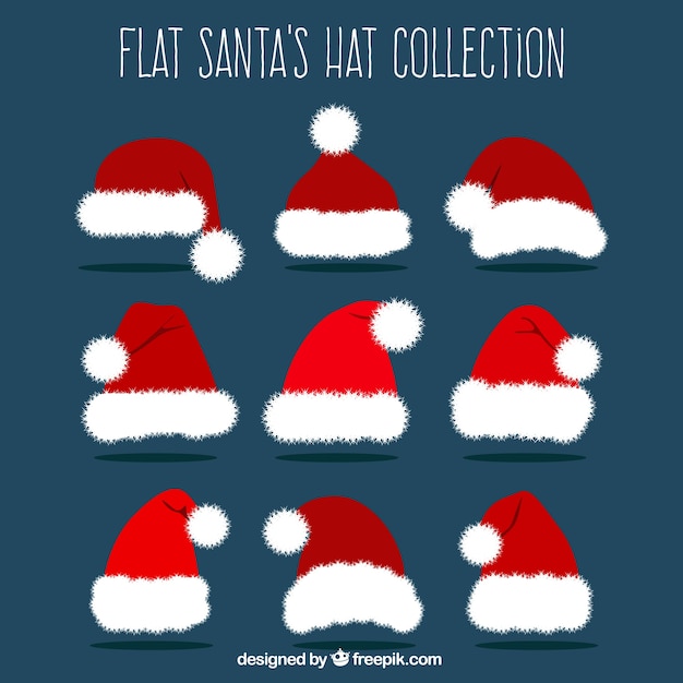 Vector santa claus hat set