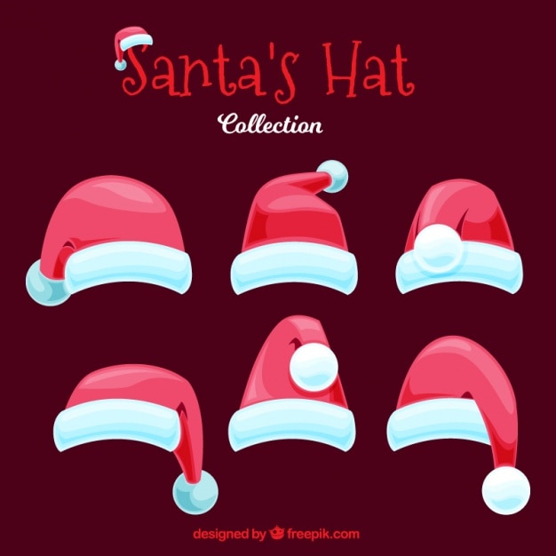 Vettore babbo natale cappelli pacchetto