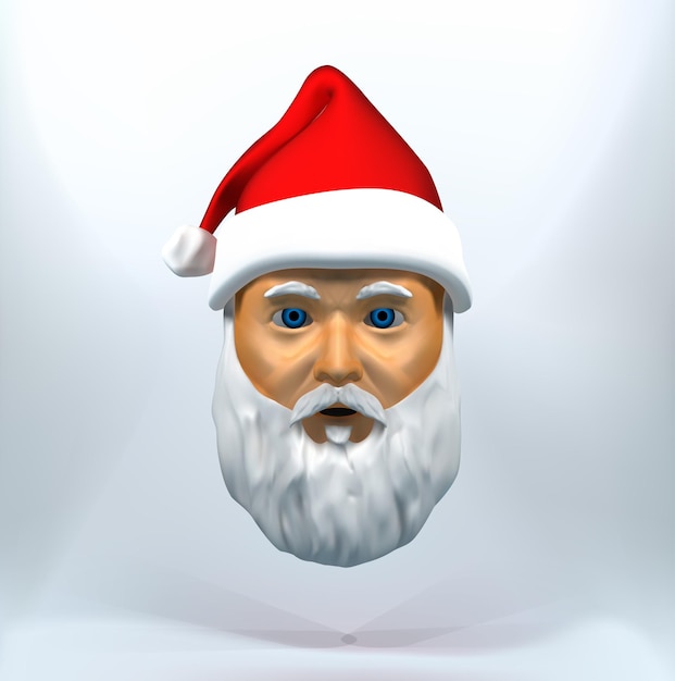 Santa Claus head 3d vector cartoon icon Santa Claus head 3d