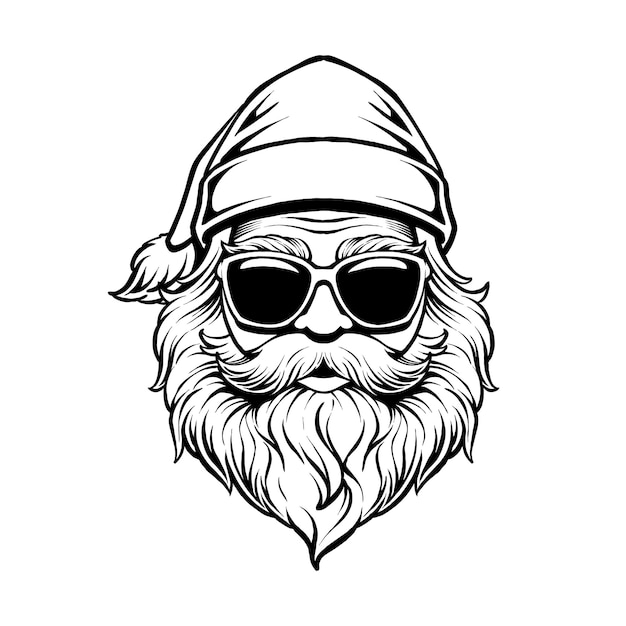 Vector santa claus head line art vector