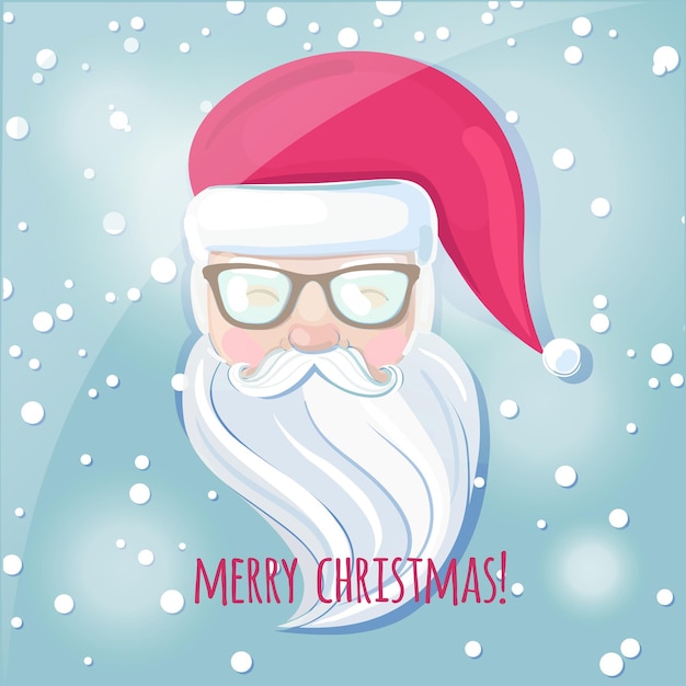 Santa Claus in hipster glasses vector Christmas illustration