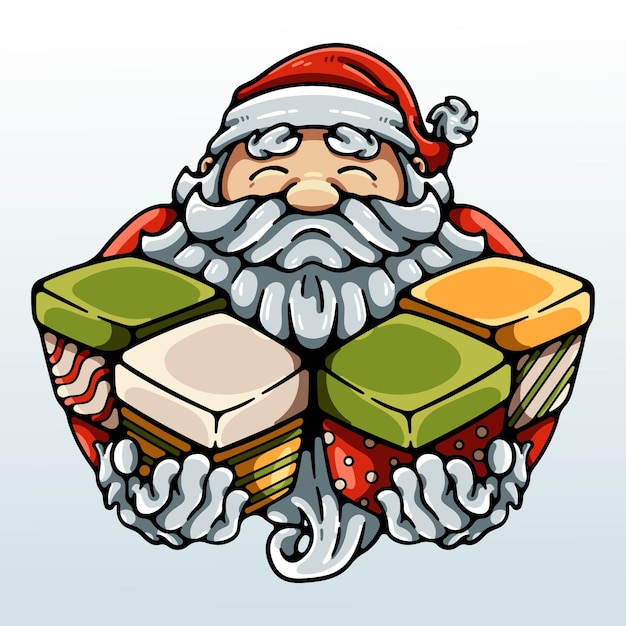 Vector santa claus holding gifts illustration