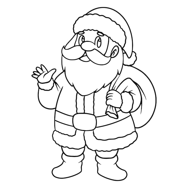 Santa claus holding sack coloring page