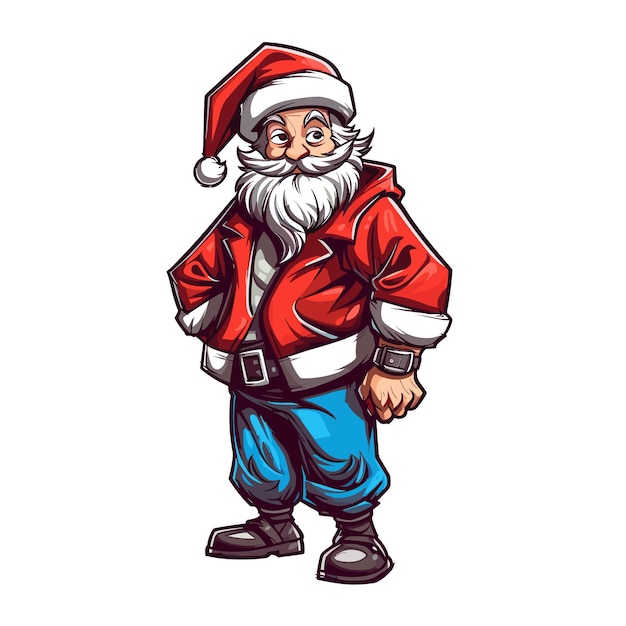 Santa Claus houdt geschenken Cartoon stijl High Definition Vector