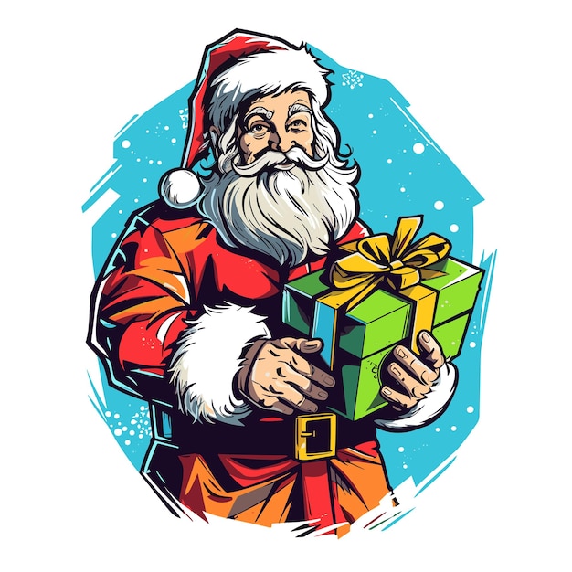 Santa Claus houdt geschenken Cartoon stijl High Definition Vector