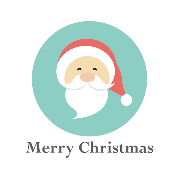 Значок санта-клауса, рождественская открытка, рождественский и новогодний символ, векторная иллюстрация