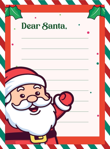 Santa claus illustrated template for kids christmas letter