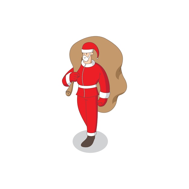 Vector santa claus is carrying a sack containing gifts 02