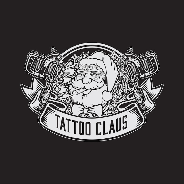 Vector santa claus kerst tatoeage badge ontwerp