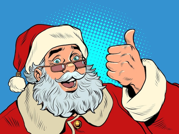 Santa claus like gesture christmas and new year winter seasonal holiday in december